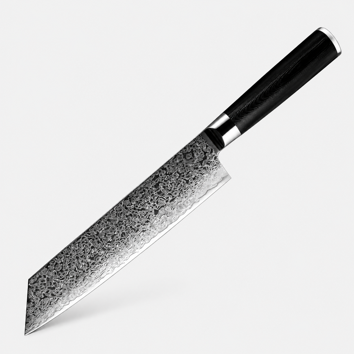 Kiritsuke Obscur — Couteau Damas 8,2 pouces — vue complète sur fond gris