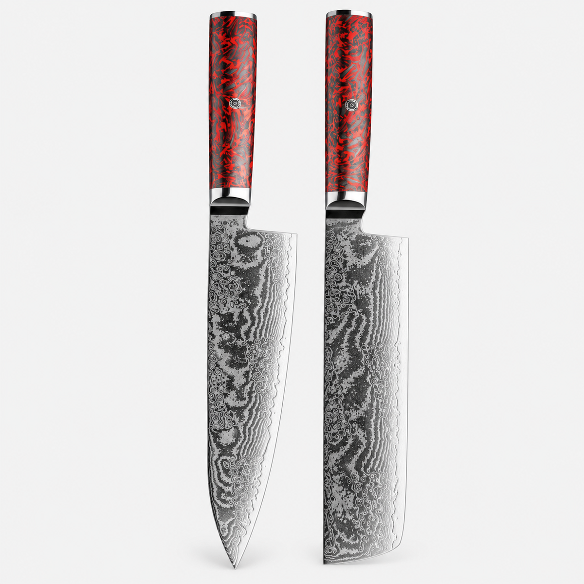 Carmin — 6 couteaux Damas et coffret