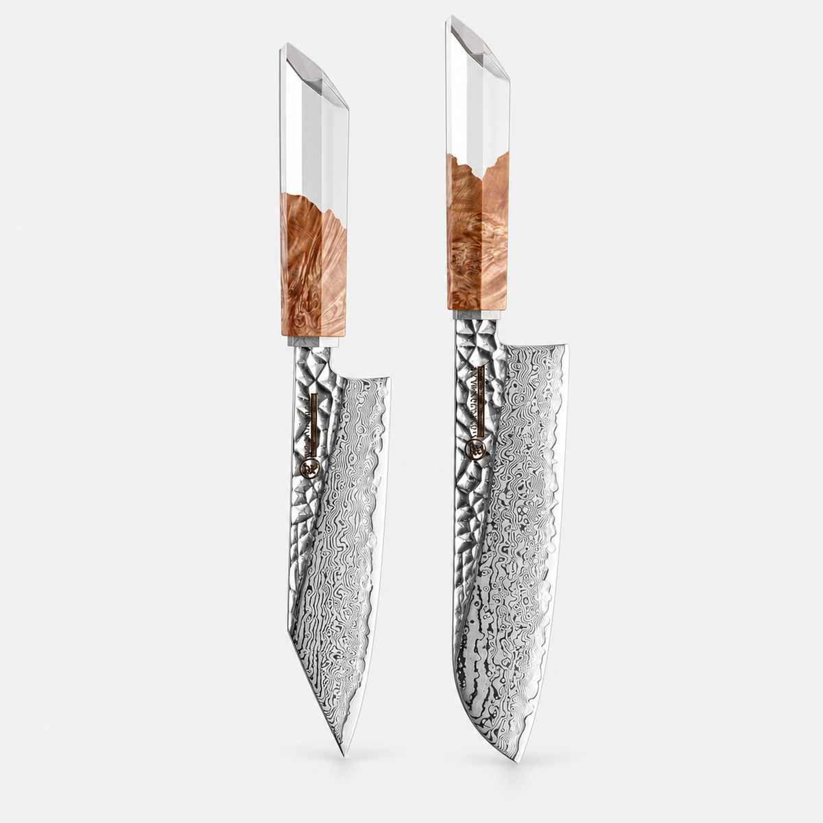 Cristal de Bois — 6 couteaux Damas et coffret