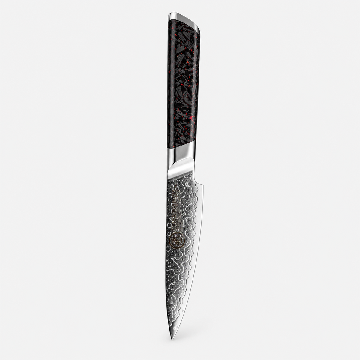 Carbone Tracé — 5 couteaux Damas et coffret