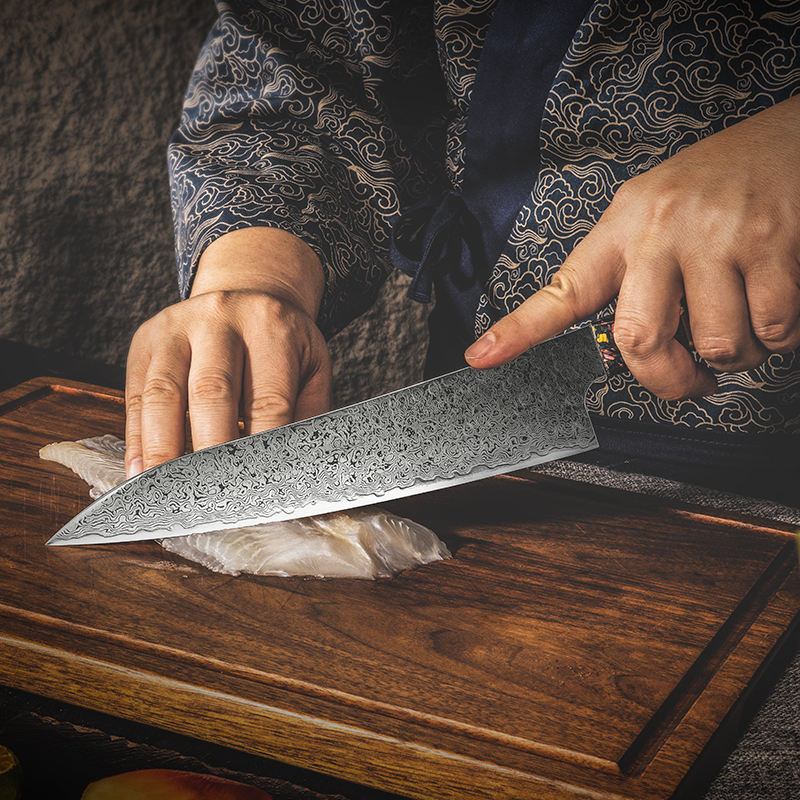 Chef Flamme — Couteau Damas 8,5 pouces