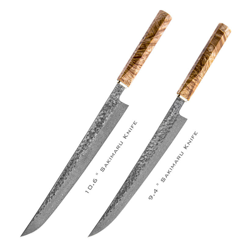 Duo Sashimi — 2 couteaux longs Damas