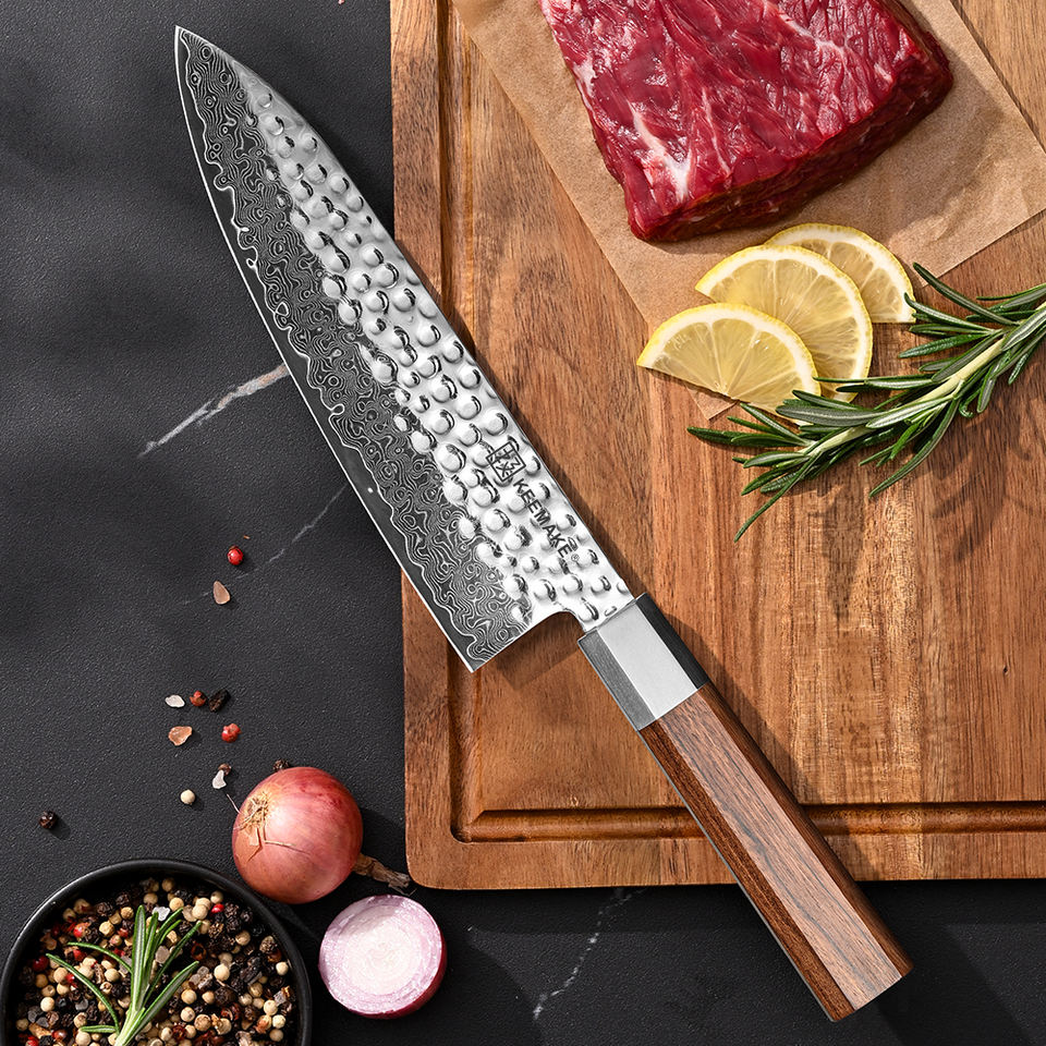 Couteau de chef Bois Satin — 20,3 cm — détail et mise en situation