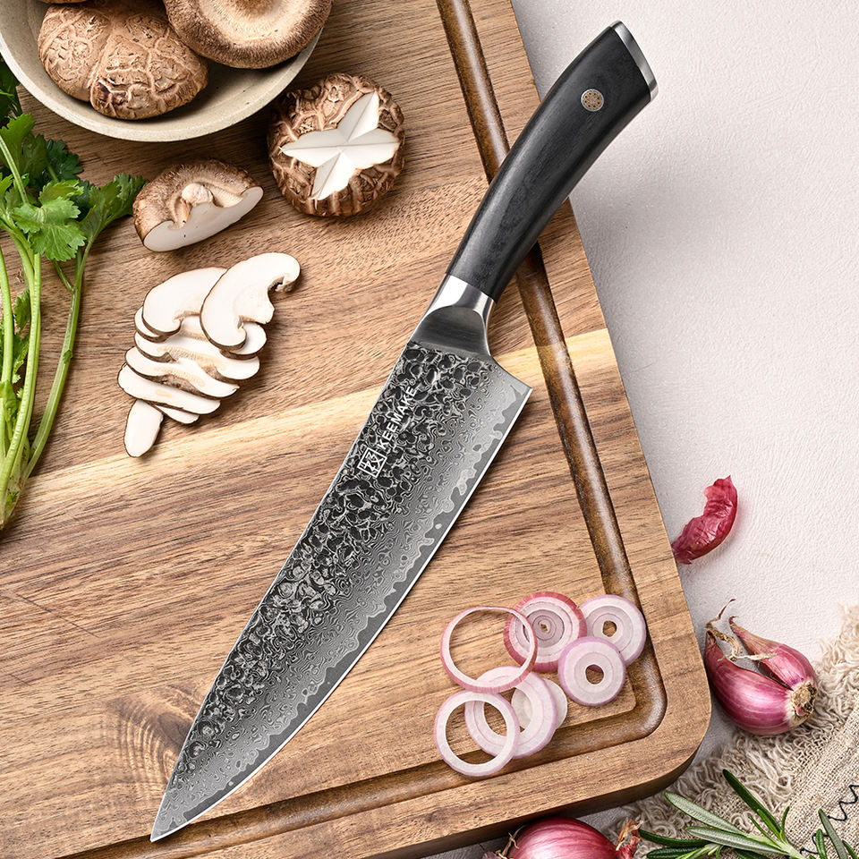Couteau de chef Noctis — 20,3 cm — détail et mise en situation