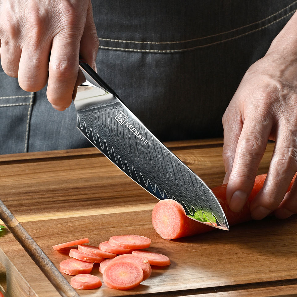 Couteau de chef Obsidienne — 15,2 cm — détail et mise en situation