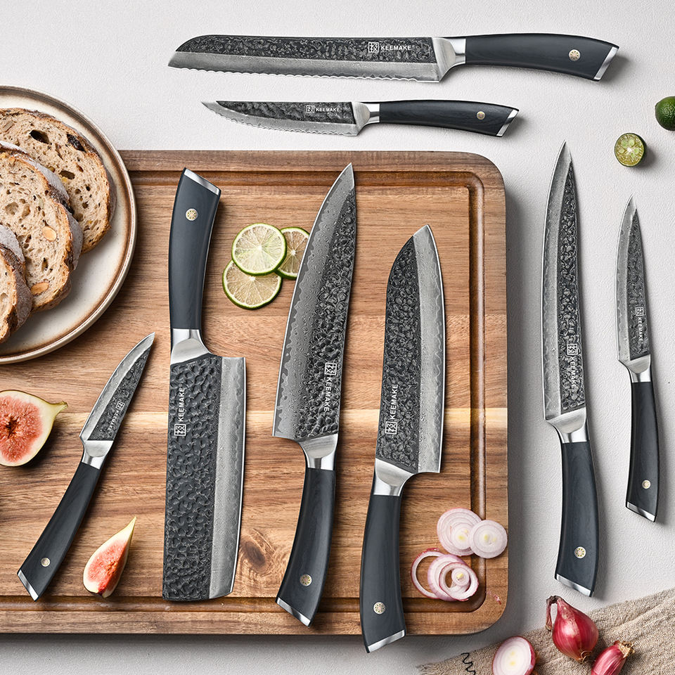 Coffret Noctis — 8 couteaux — détail et mise en situation