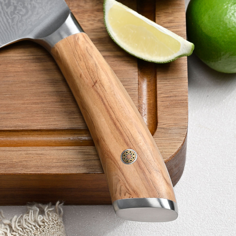 Couteau de chef Olivier Damas — 20,3 cm — détail et mise en situation