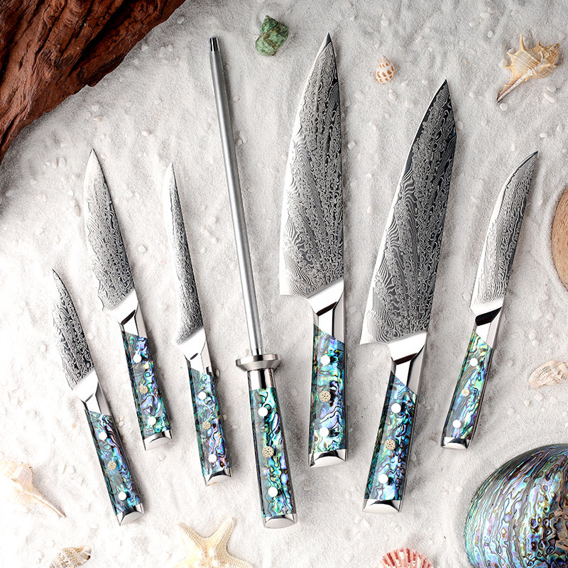 Nacre Essentielle — 6 couteaux Damas et fusil