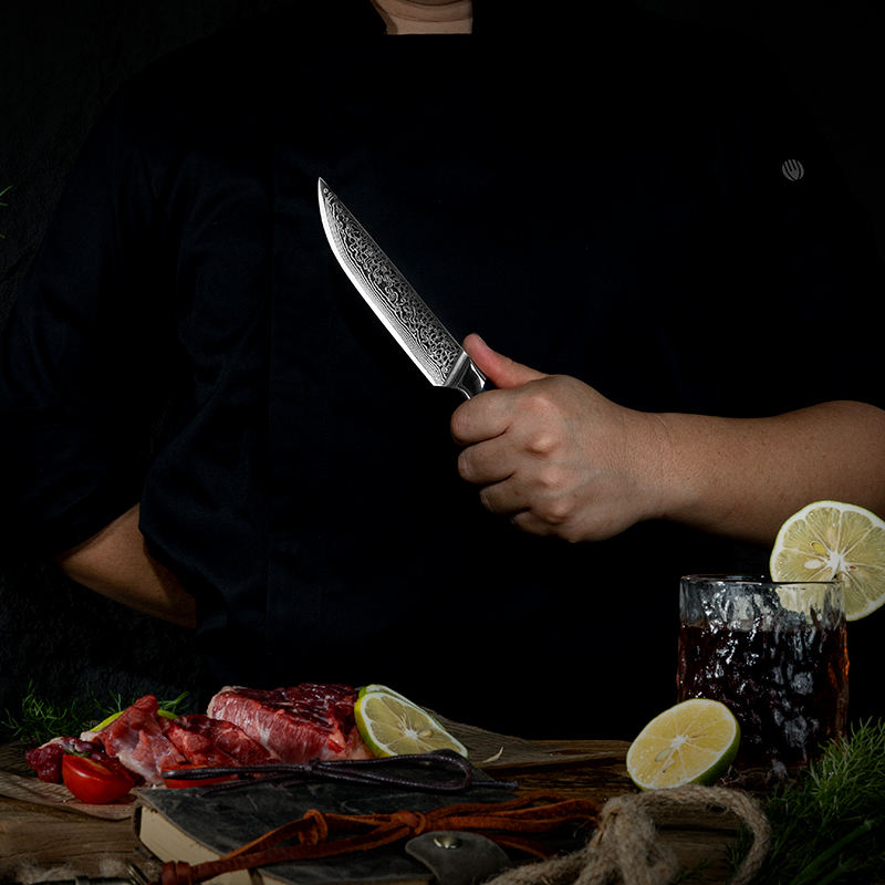 Table Bleu Minuit — 4 couteaux à steak Damas