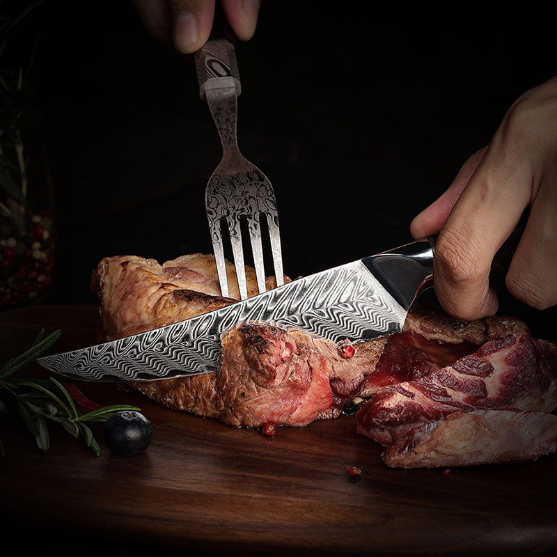 Table Braise — 4 couteaux à steak Damas