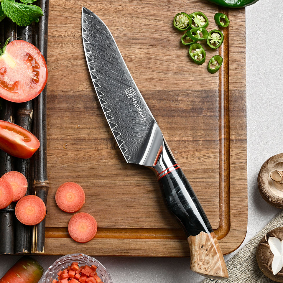 Couteau de chef Obsidienne — 15,2 cm — détail et mise en situation
