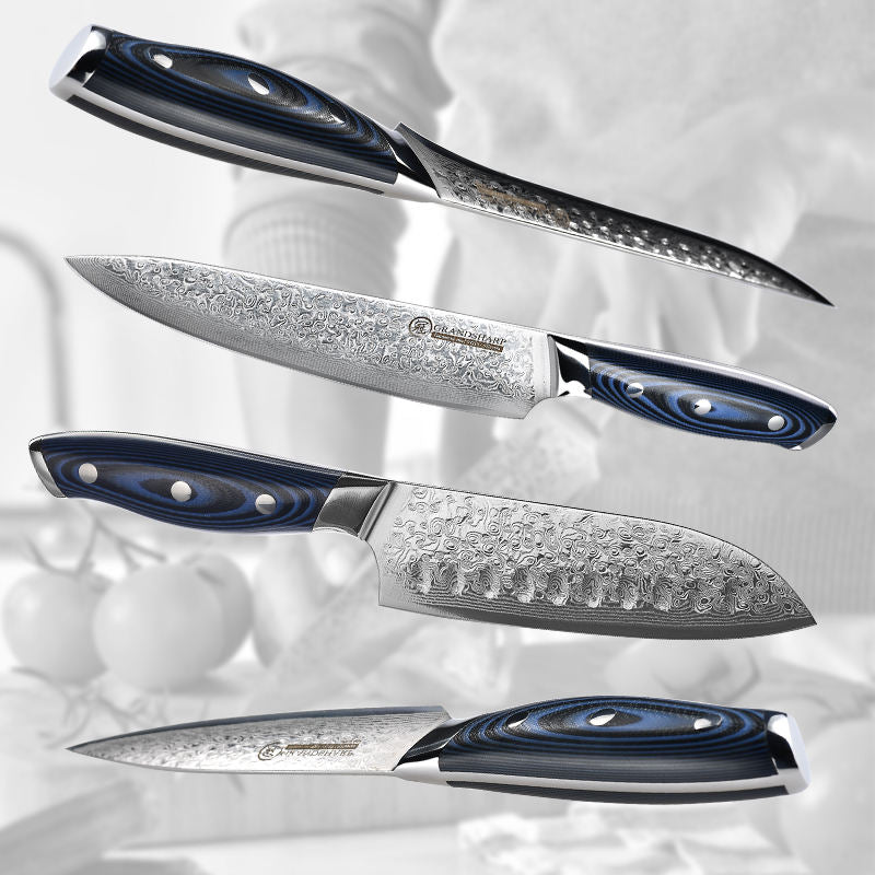 Bleu Minuit — 5 couteaux Damas