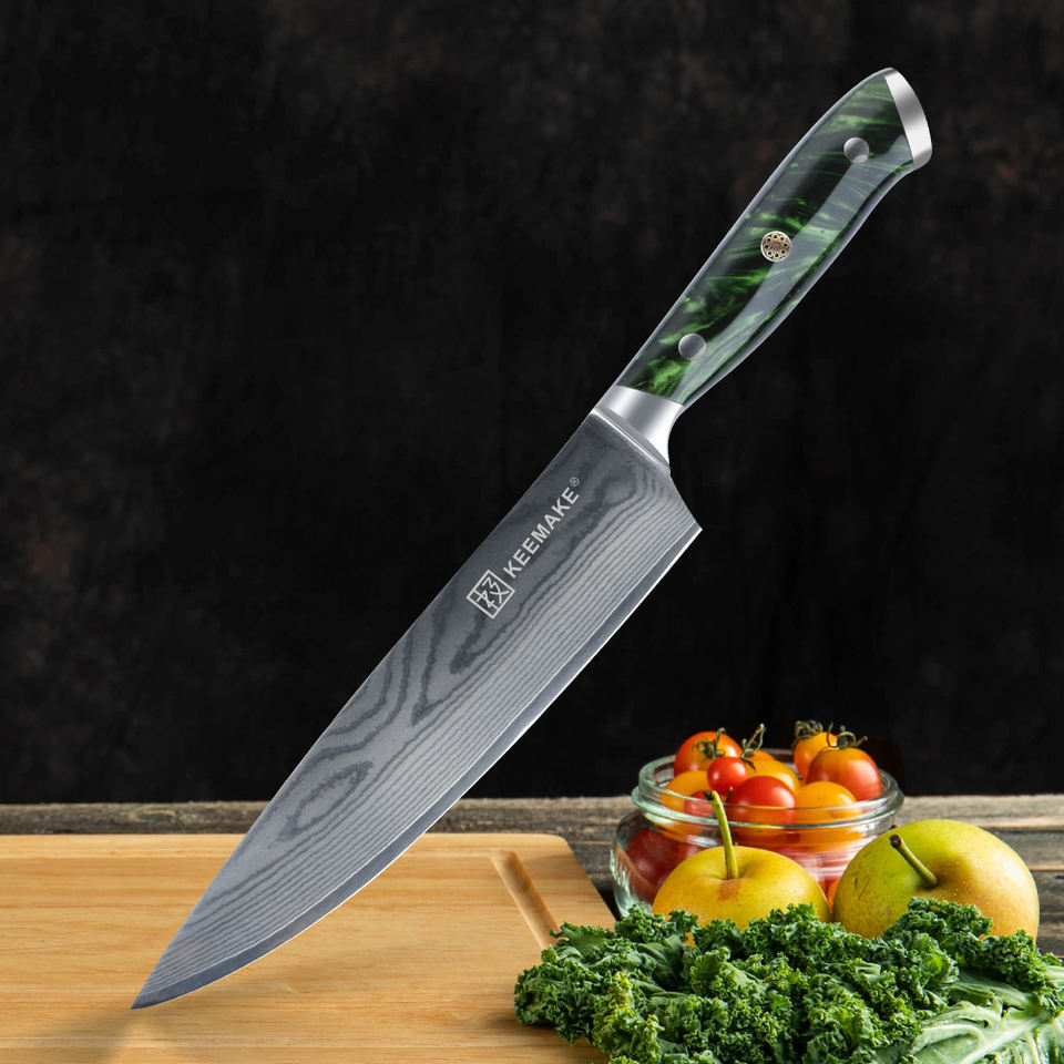 Couteau de chef Jade — 20,3 cm — détail et mise en situation