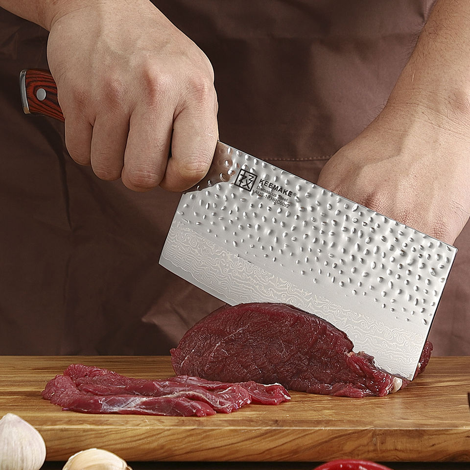Couperet de cuisine Acajou — 17,8 cm — détail et mise en situation