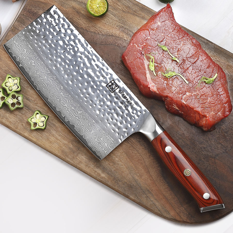 Couperet de cuisine Acajou — 17,8 cm — détail et mise en situation