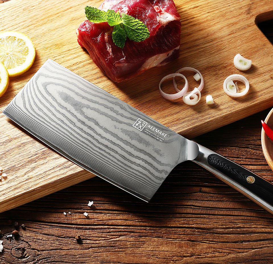 Couperet de cuisine Ligne Noire — 17,8 cm — détail et mise en situation