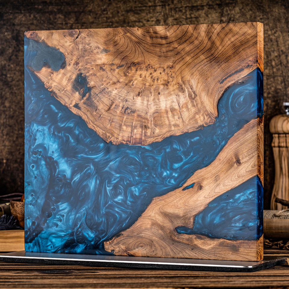 Rivière Bleue — Support magnétique bois et résine