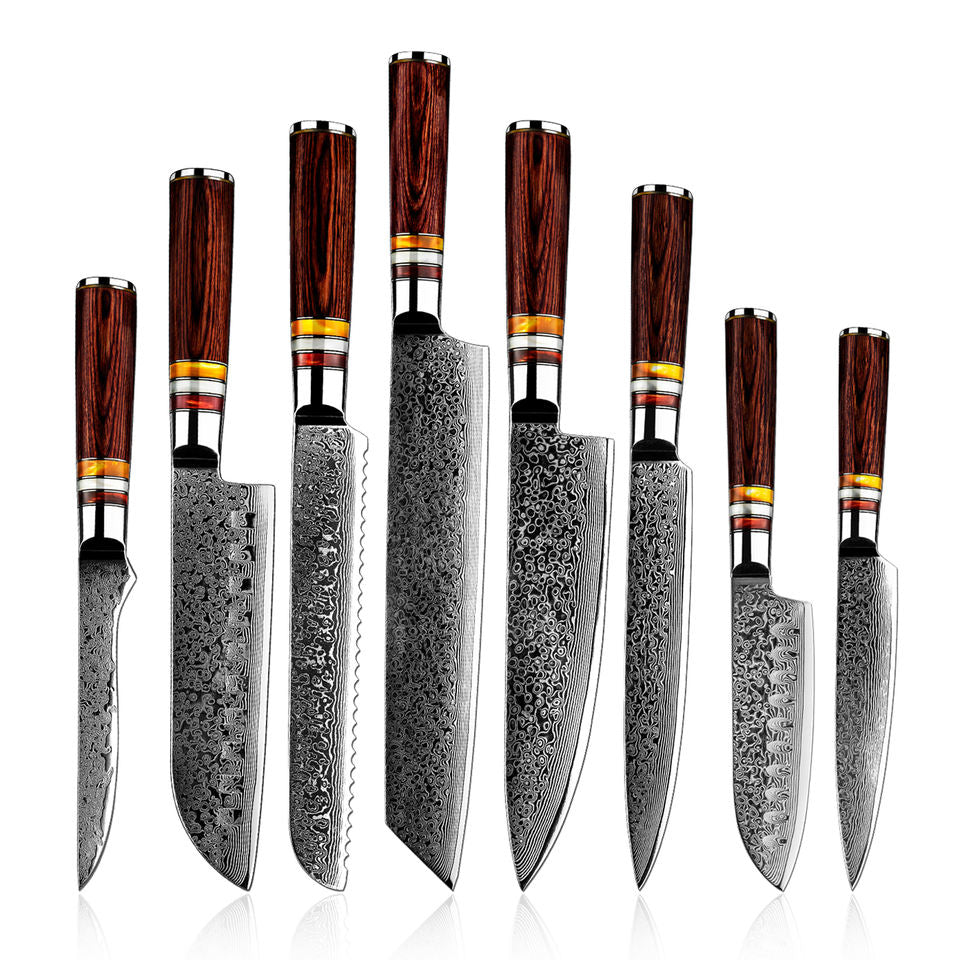 Bois Profond — 8 couteaux Damas