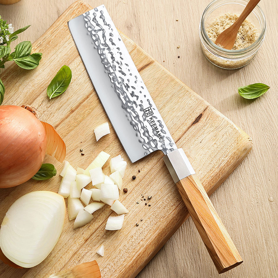 Nakiri Olivier Octogonal — 17,8 cm — détail et mise en situation
