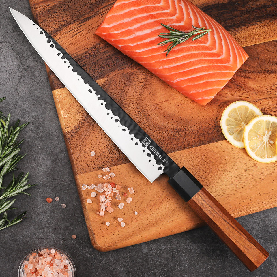 Yanagiba Bois Brut — 25,4 cm — détail et mise en situation