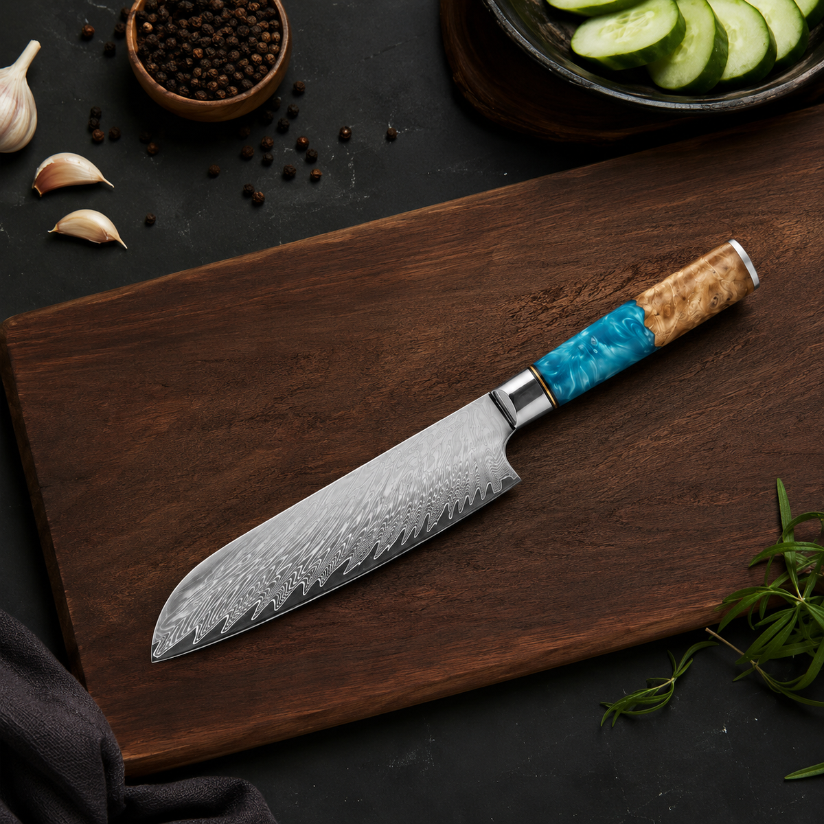 Couteau Santoku Japonais en acier - Série Nami — vue 5