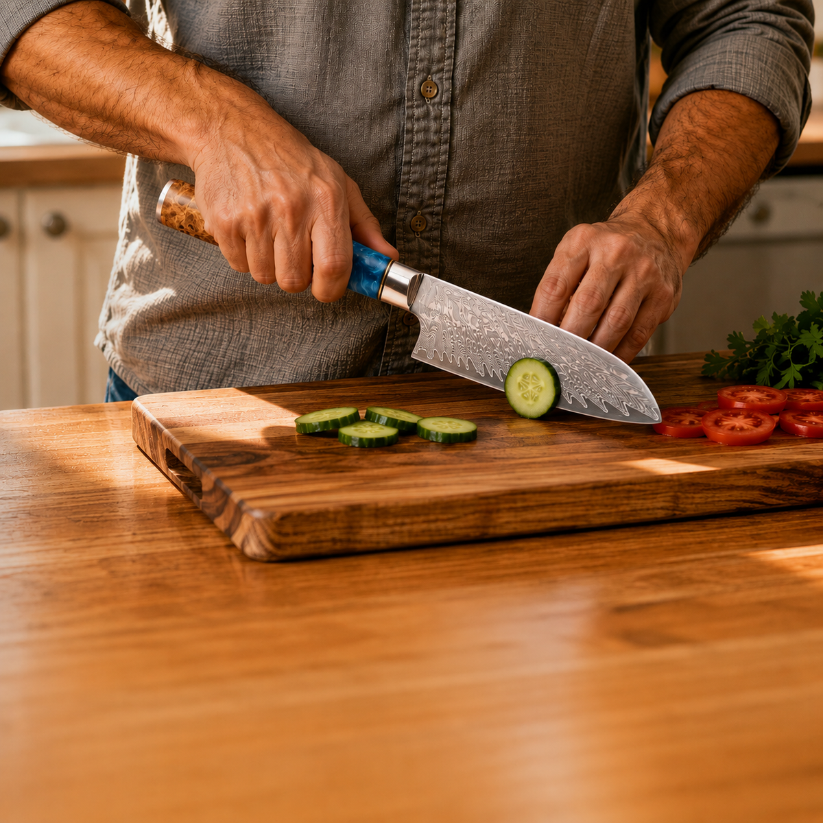 Couteau Santoku Japonais en acier - Série Nami — vue 3