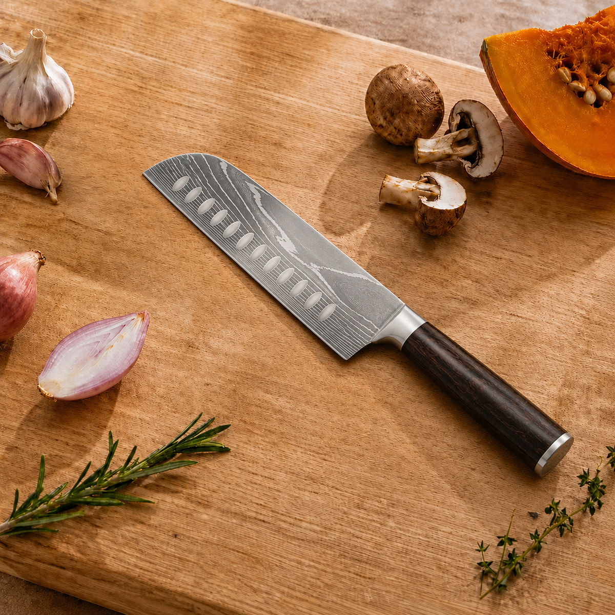 Couteau Santoku Japonais en acier - Série Kuro — vue 3