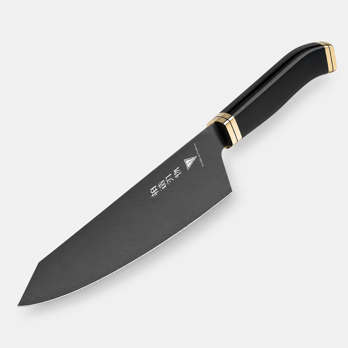 Kiritsuke Noir Satin — 20,3 cm — vue sur fond gris