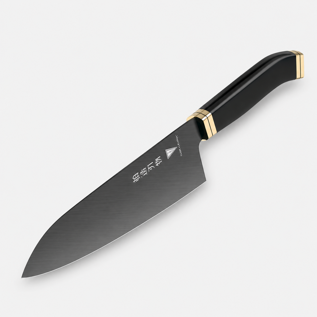 Santoku Noir Satin — 17,8 cm — vue sur fond gris
