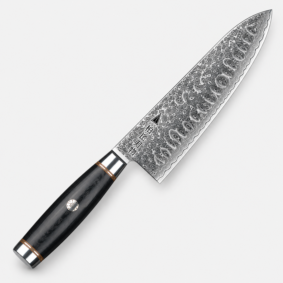 Santoku Damas Obscur — 17,8 cm — vue sur fond gris
