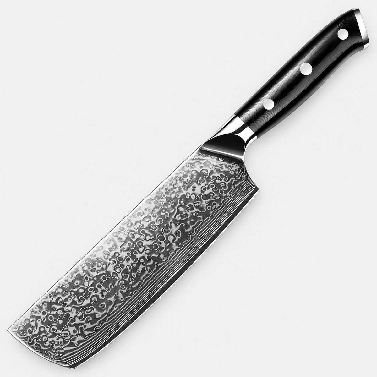 Nakiri Noir Martelé — 17,8 cm — vue sur fond gris