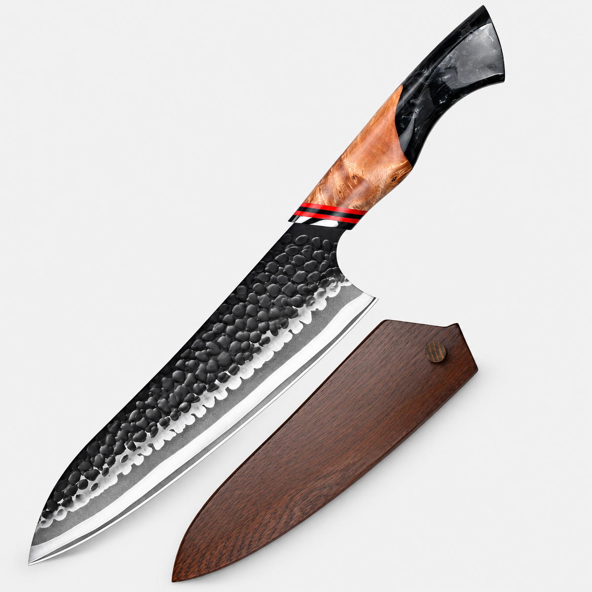 Couteau de chef Roche avec étui — 20,3 cm — fond gris