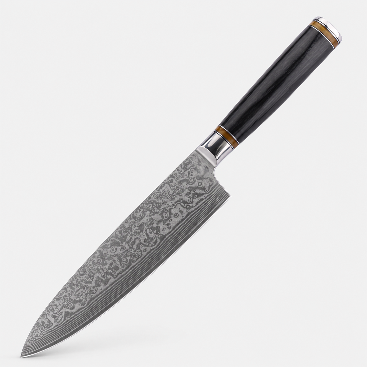 Couteau de chef Ébène Cuivré — 20,3 cm — vue sur fond gris