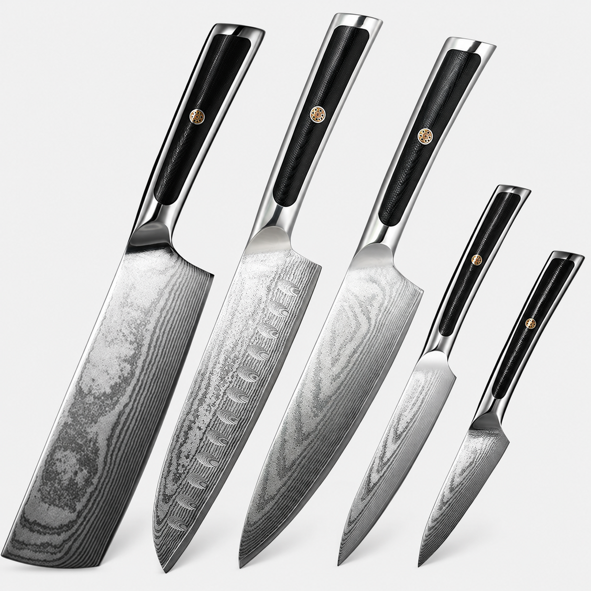 Coffret Graphite — 5 couteaux — fond gris
