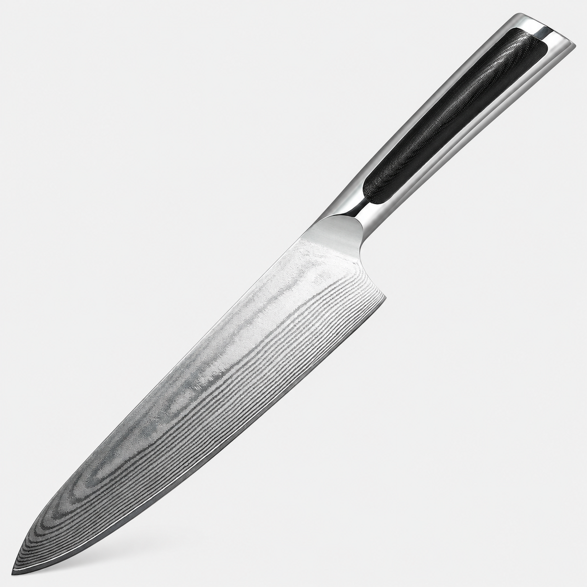 Couteau de chef Ligne Noire — 20,3 cm — vue sur fond gris