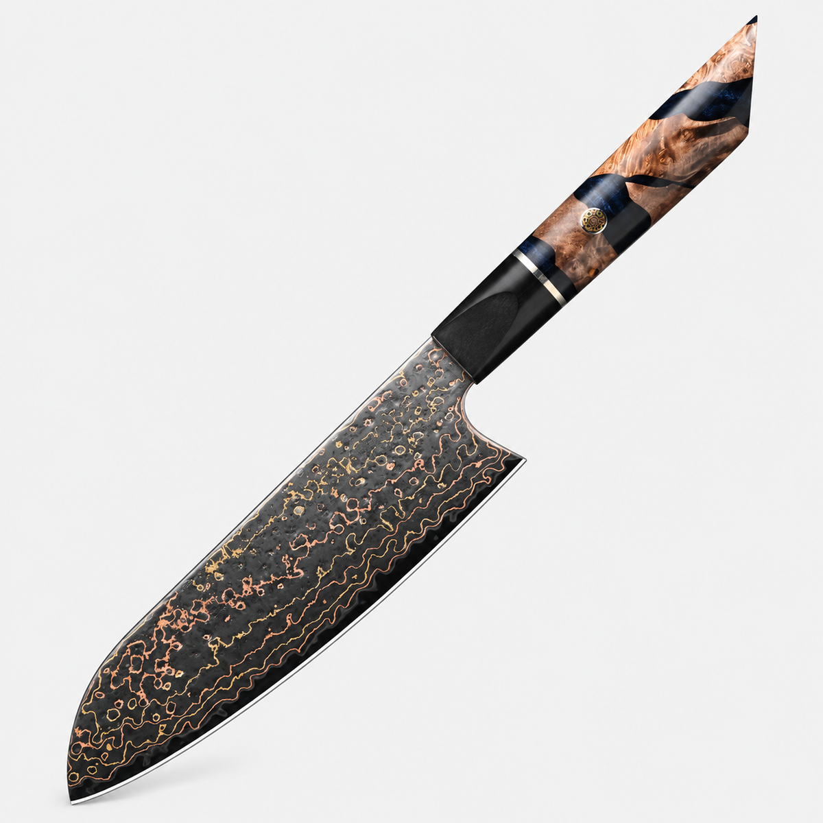 Santoku Cuivre Minéral — 17,8 cm — vue sur fond gris