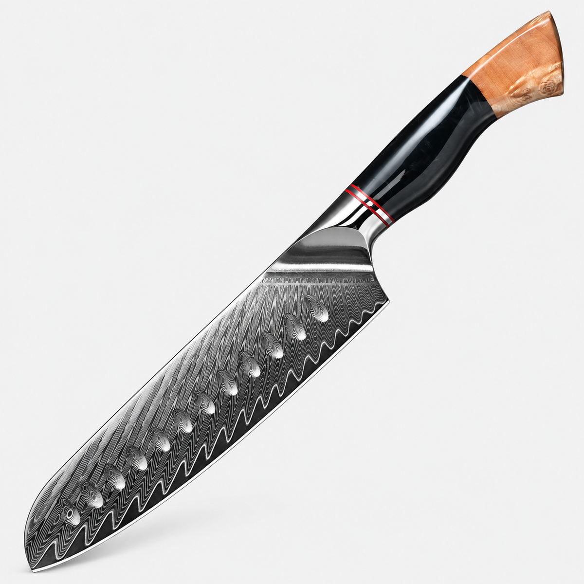 Santoku Obsidienne — 17,8 cm — vue sur fond gris
