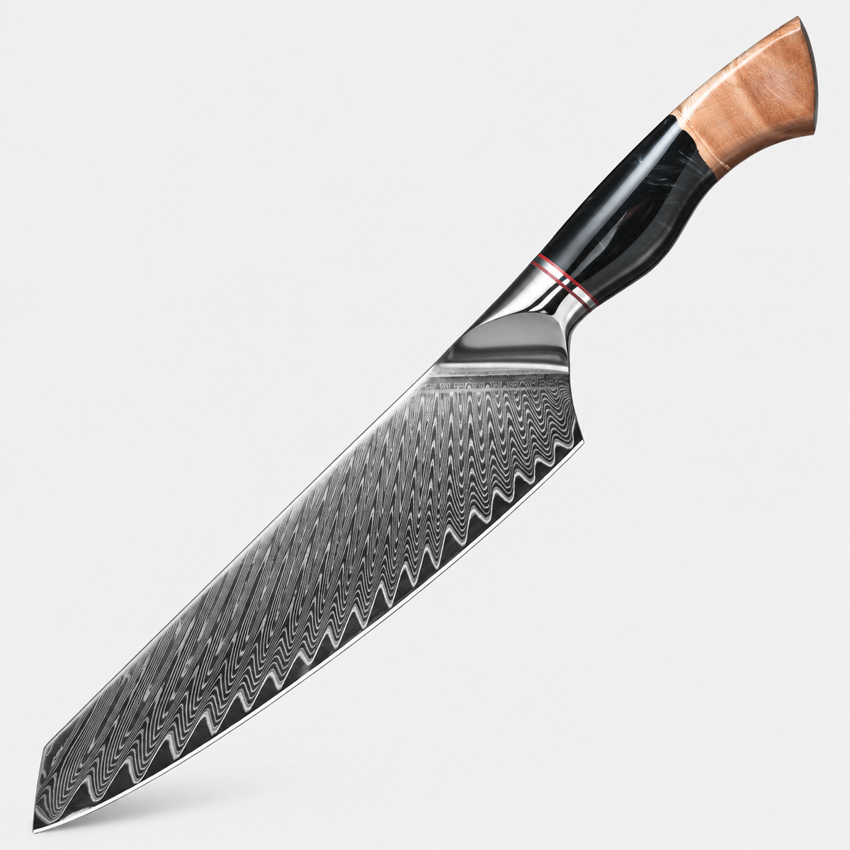 Kiritsuke Obsidienne — 20,3 cm — vue sur fond gris