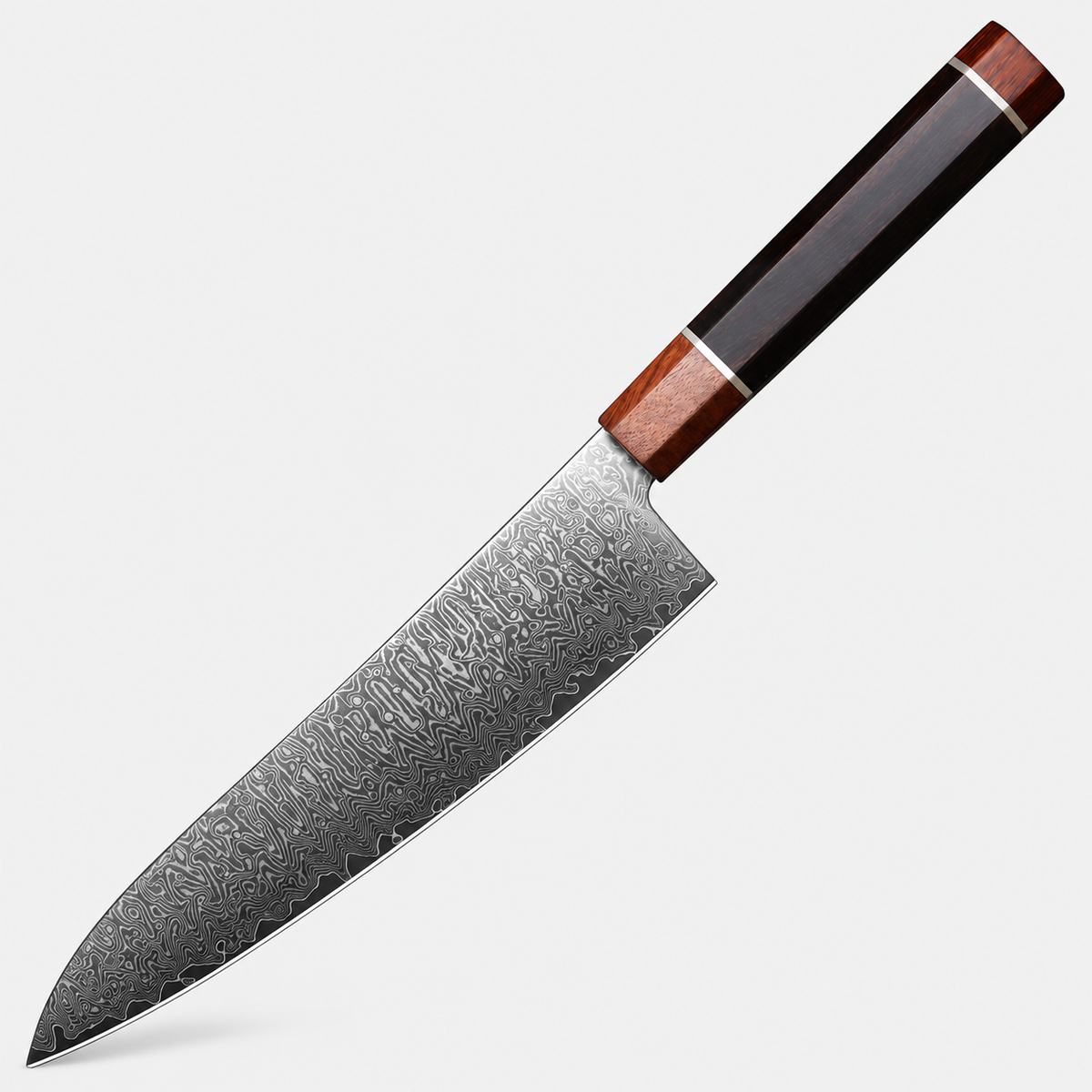 Couteau de chef Ébène Facetté — 20,3 cm — vue sur fond gris