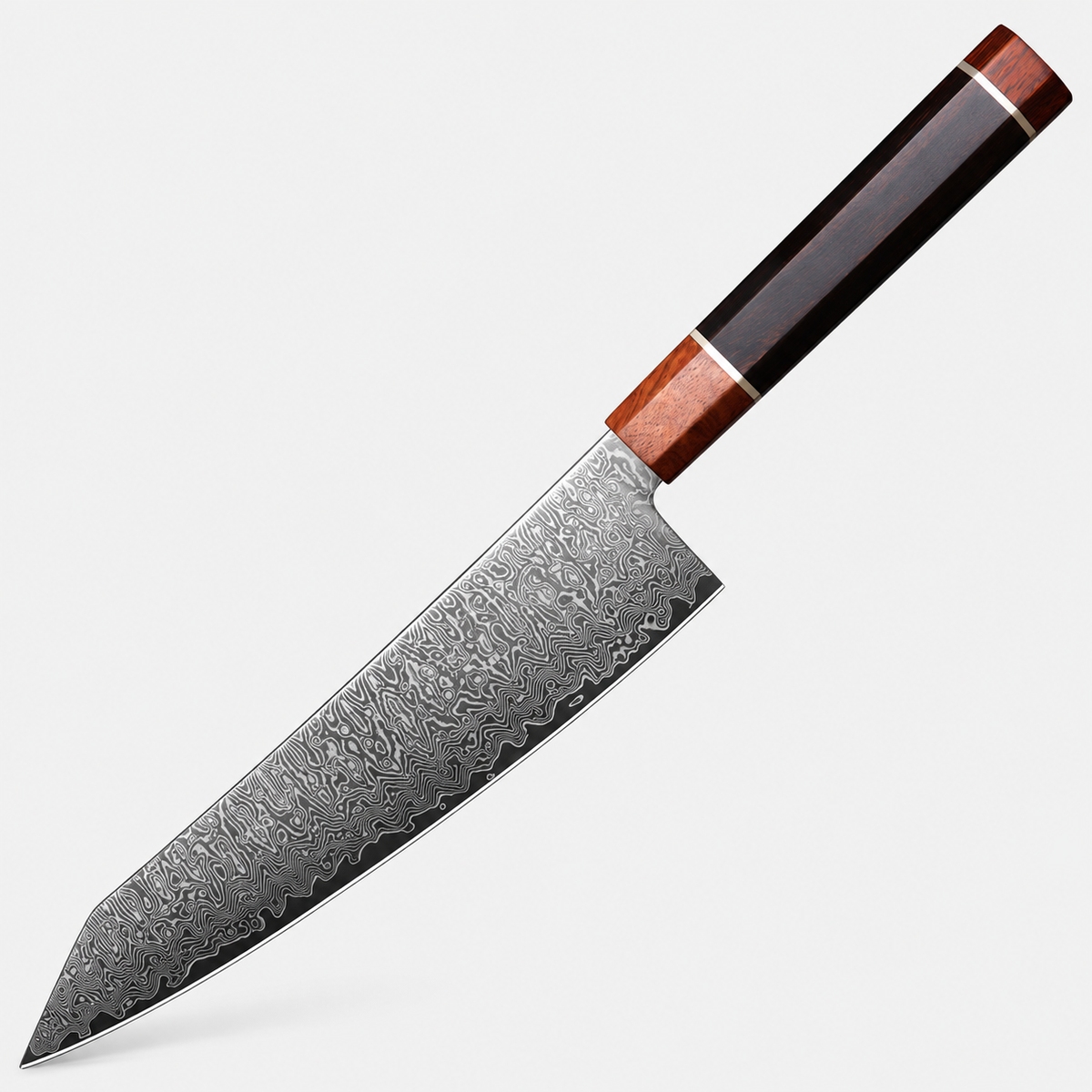 Kiritsuke Ébène Facetté — 20,3 cm — vue sur fond gris