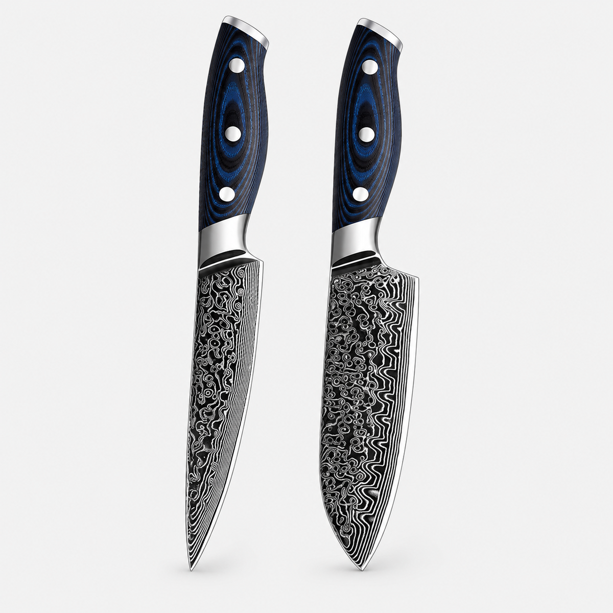 Bleu Minuit — 5 couteaux Damas