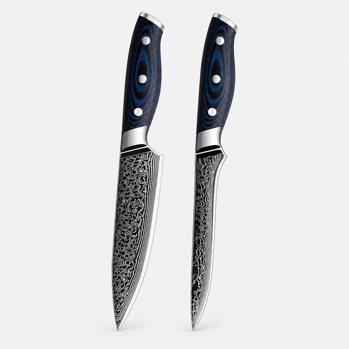 Bleu Minuit — 5 couteaux Damas
