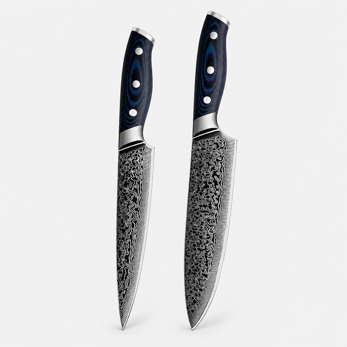 Bleu Grand Atelier — 8 couteaux Damas