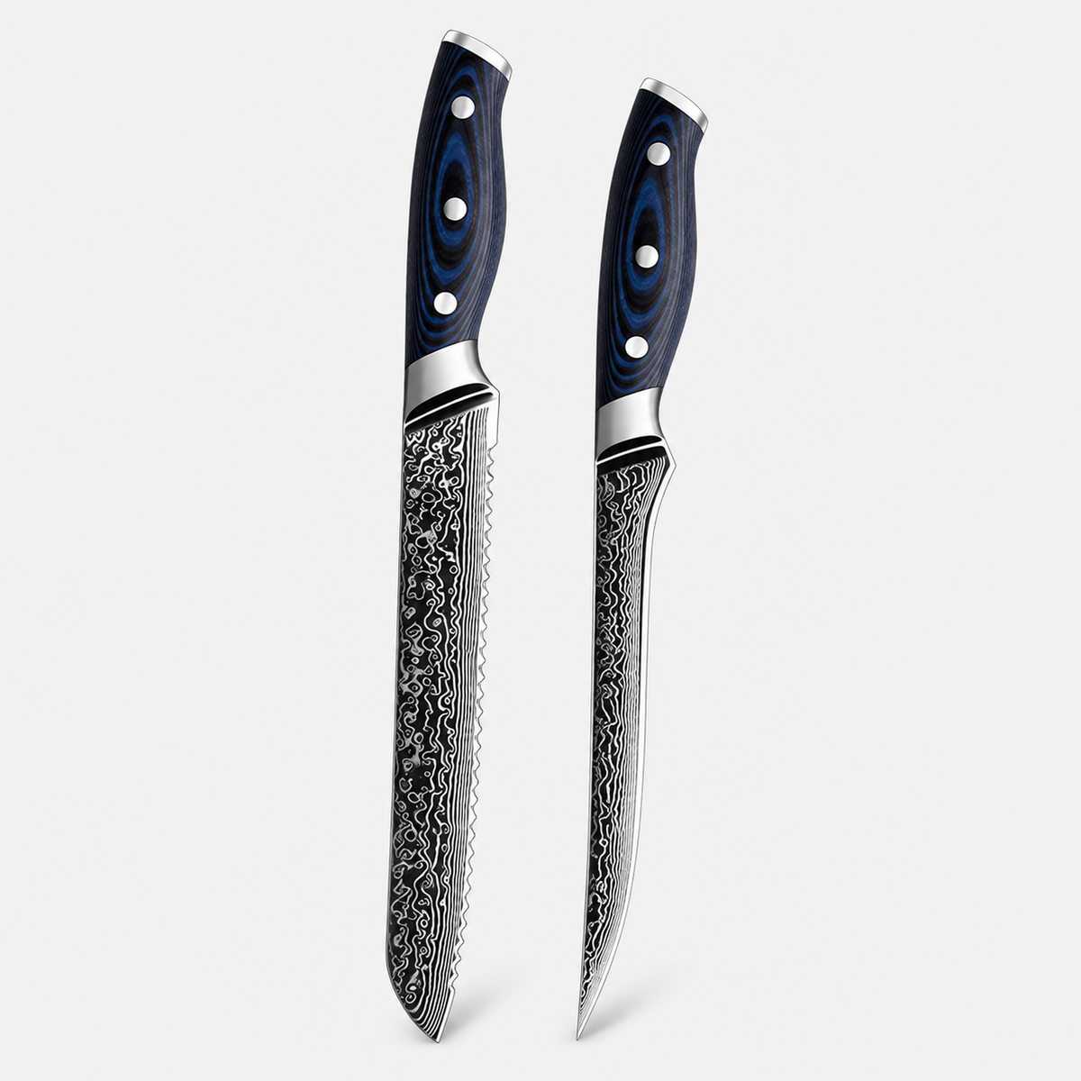 Bleu Grand Atelier — 8 couteaux Damas
