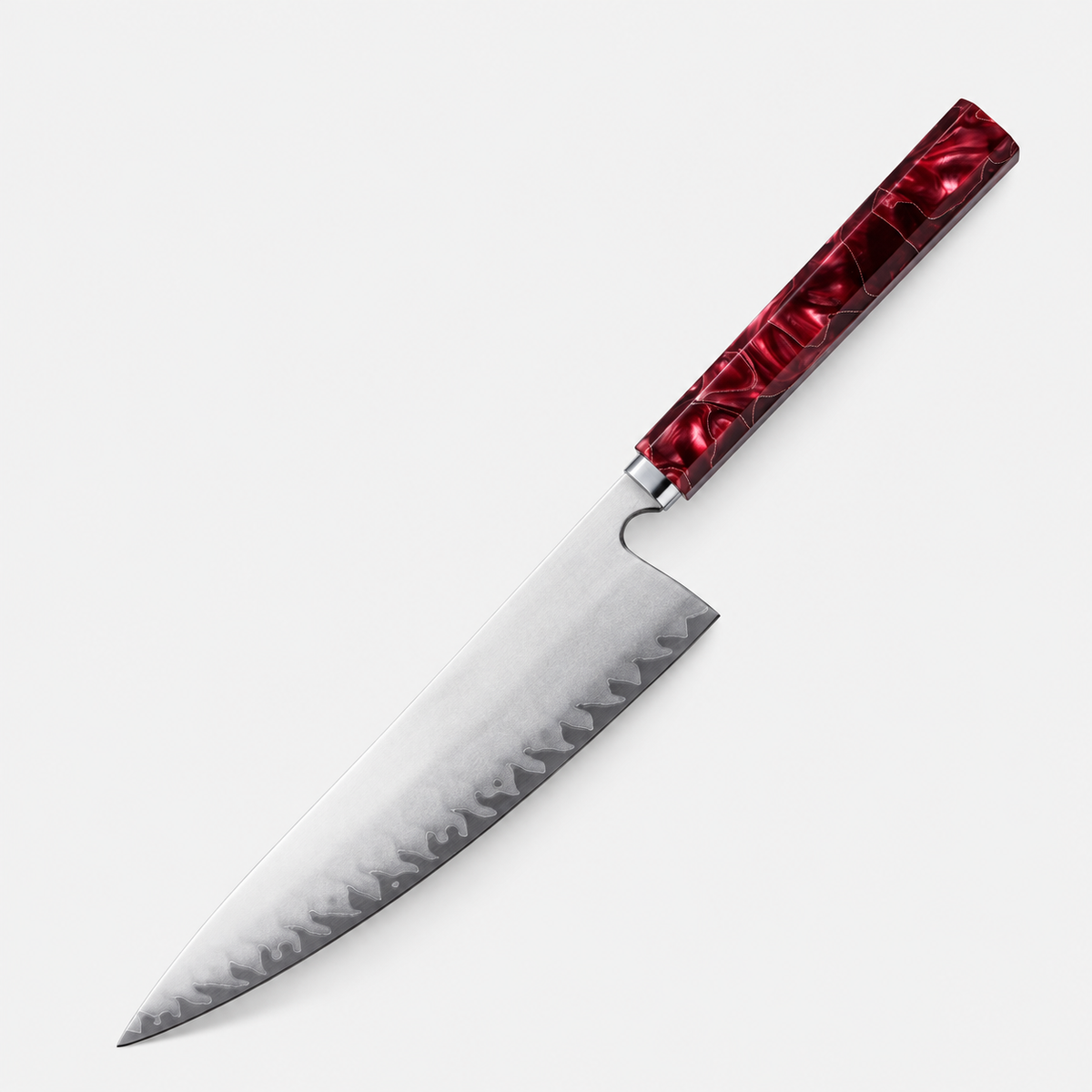 Chef Cuivre Rouge — Couteau de chef 8 pouces — vue complète sur fond gris