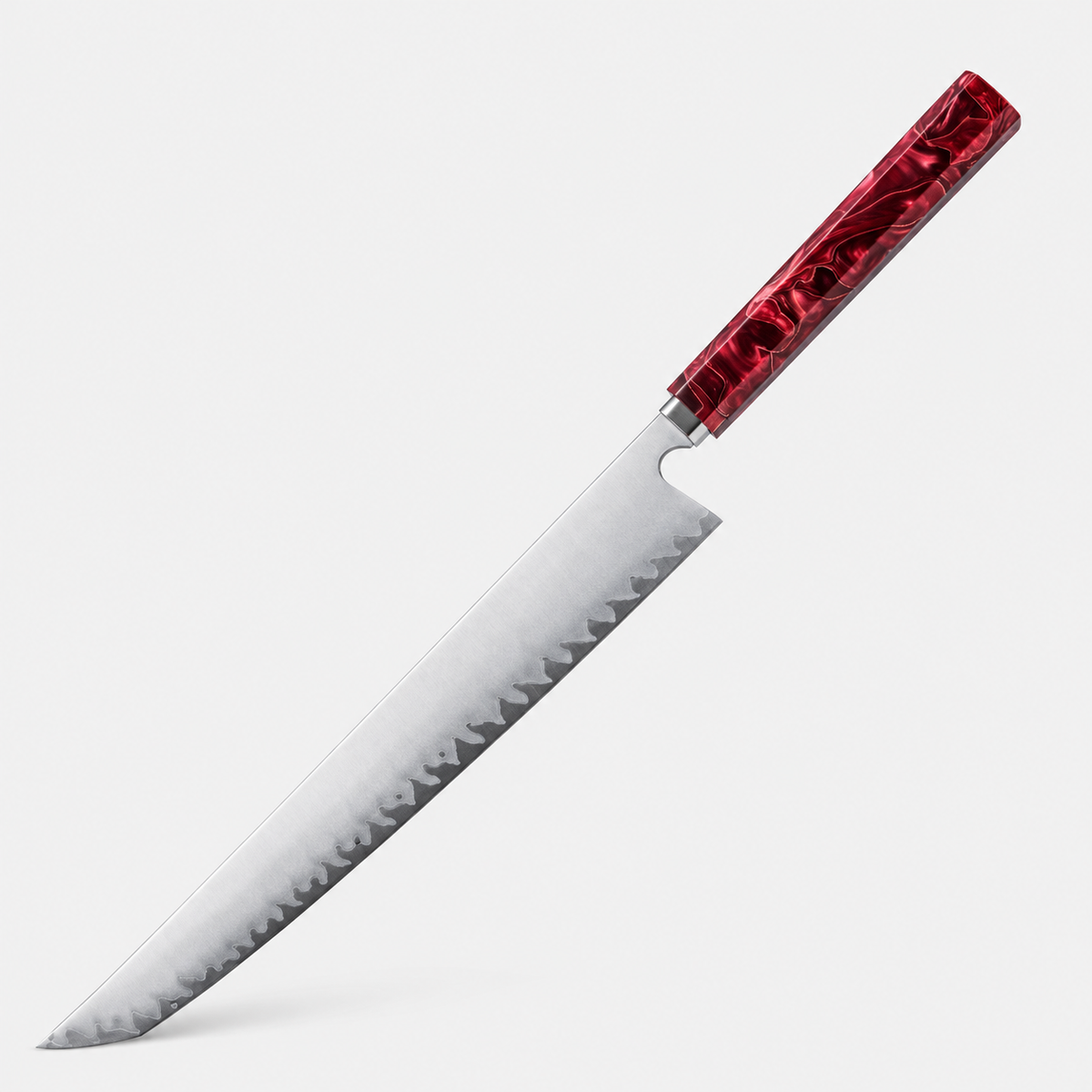 Sakimaru Cuivre Rouge — Couteau long 10,6 pouces — vue complète sur fond gris