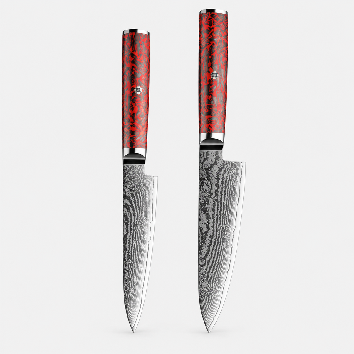 Carmin — 6 couteaux Damas et coffret