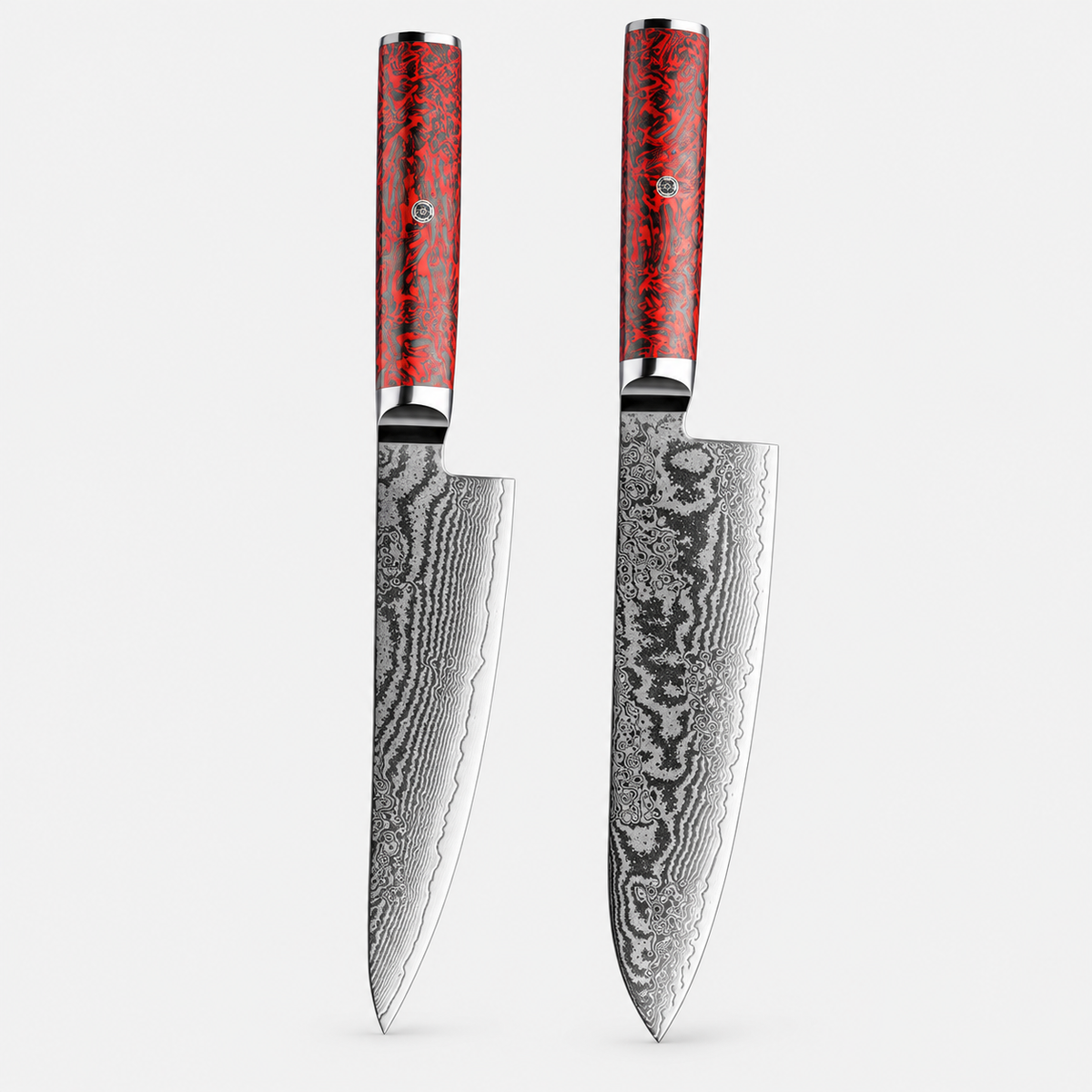 Carmin — 6 couteaux Damas et coffret
