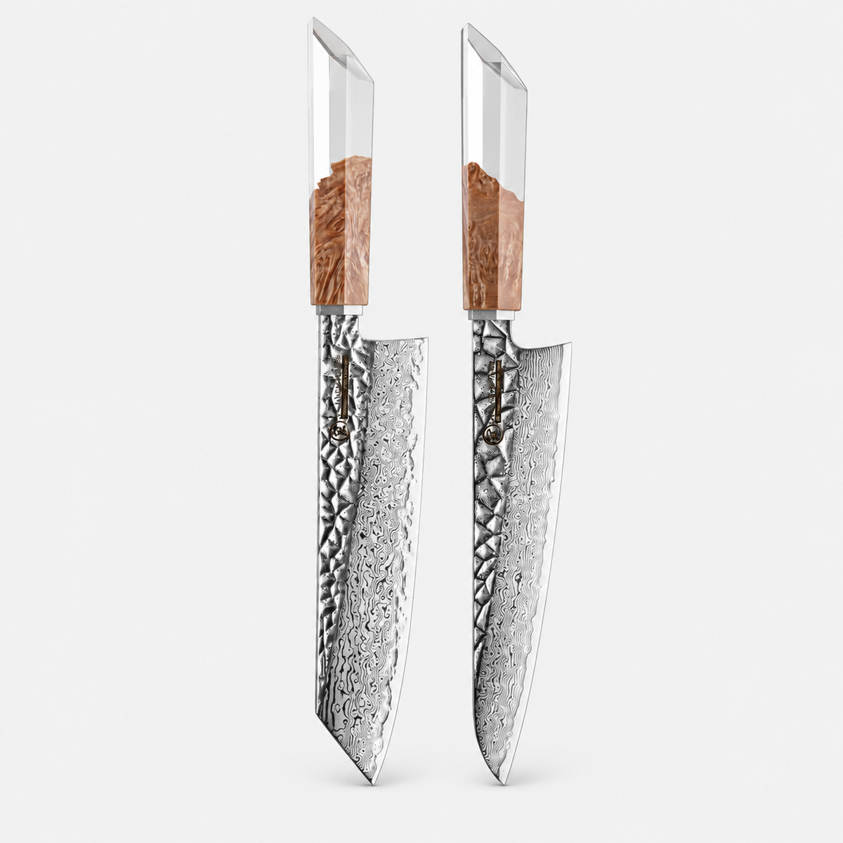 Cristal de Bois — 6 couteaux Damas et coffret