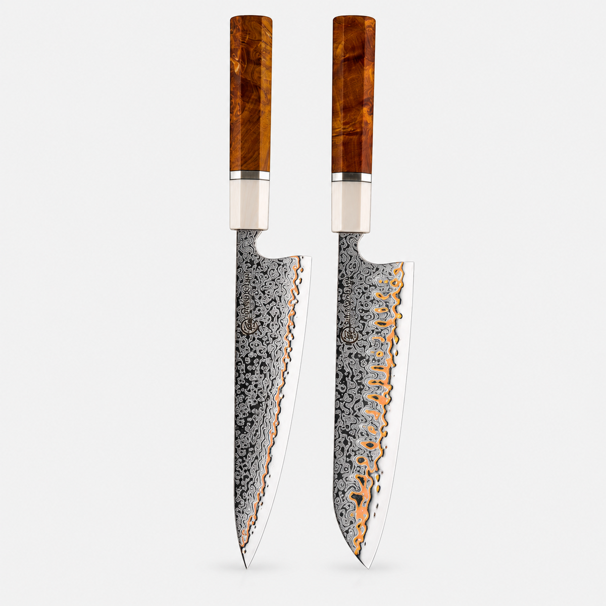 Bois Lumière — 7 couteaux Damas et coffret